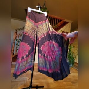 Colorful Tie-Dye Wide-Leg Pants